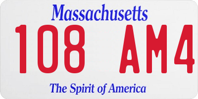 MA license plate 108AM4