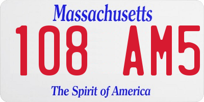MA license plate 108AM5