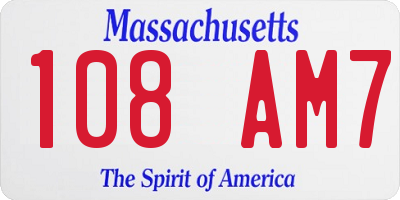 MA license plate 108AM7