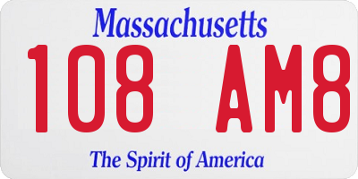 MA license plate 108AM8