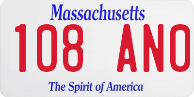 MA license plate 108AN0