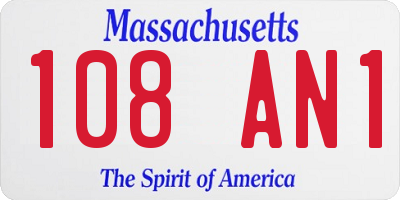 MA license plate 108AN1