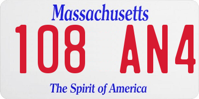 MA license plate 108AN4
