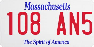 MA license plate 108AN5