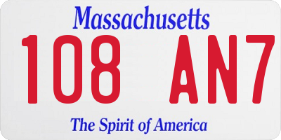 MA license plate 108AN7