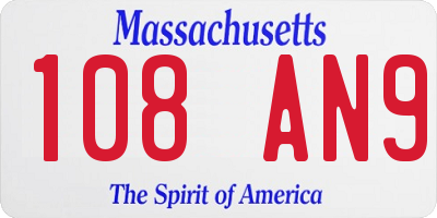 MA license plate 108AN9
