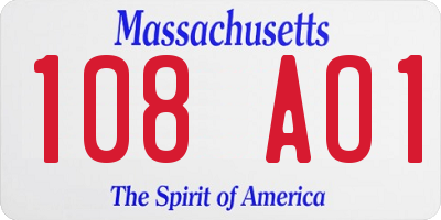 MA license plate 108AO1