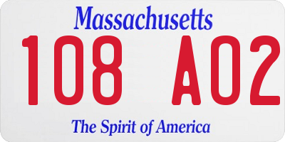MA license plate 108AO2