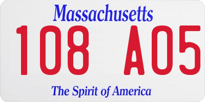 MA license plate 108AO5