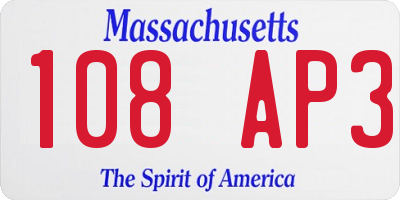 MA license plate 108AP3