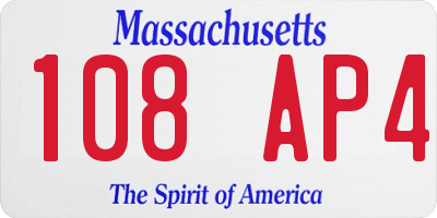MA license plate 108AP4