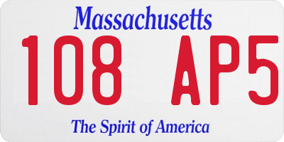 MA license plate 108AP5