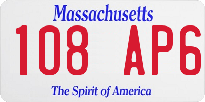 MA license plate 108AP6