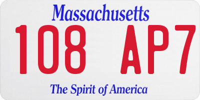 MA license plate 108AP7