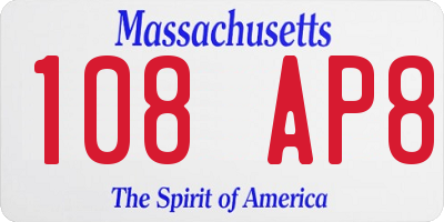 MA license plate 108AP8