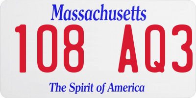 MA license plate 108AQ3