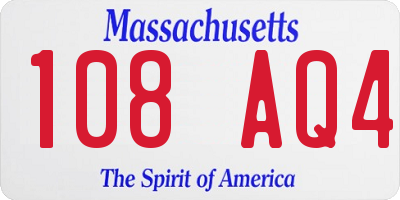 MA license plate 108AQ4