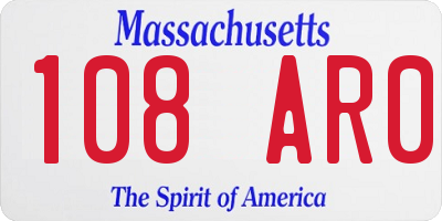 MA license plate 108AR0