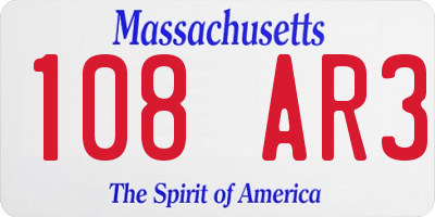 MA license plate 108AR3