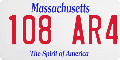 MA license plate 108AR4