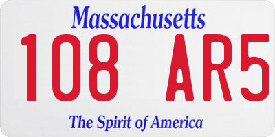 MA license plate 108AR5