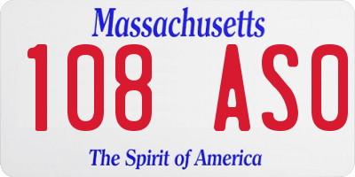 MA license plate 108AS0