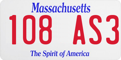 MA license plate 108AS3