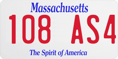 MA license plate 108AS4