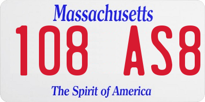 MA license plate 108AS8