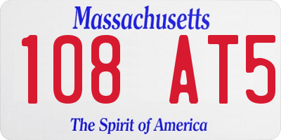 MA license plate 108AT5