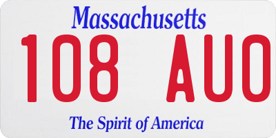 MA license plate 108AU0