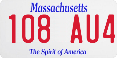 MA license plate 108AU4