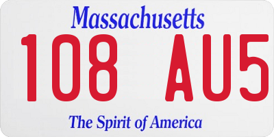 MA license plate 108AU5
