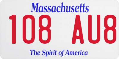 MA license plate 108AU8