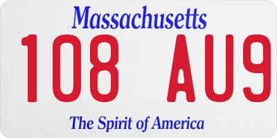 MA license plate 108AU9