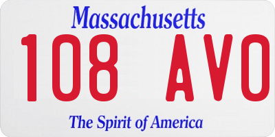 MA license plate 108AV0