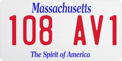 MA license plate 108AV1