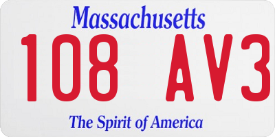 MA license plate 108AV3