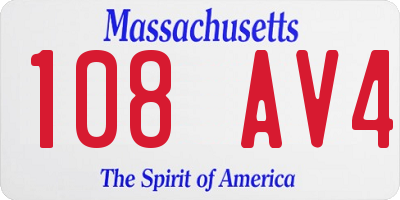 MA license plate 108AV4
