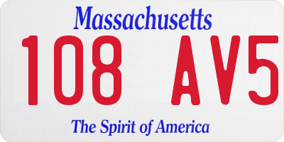 MA license plate 108AV5