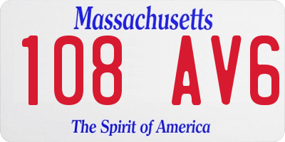 MA license plate 108AV6