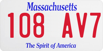 MA license plate 108AV7