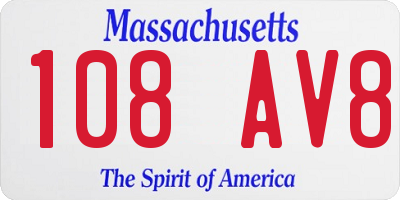 MA license plate 108AV8
