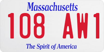 MA license plate 108AW1