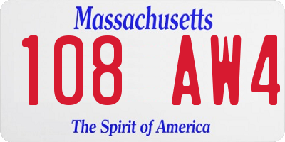 MA license plate 108AW4