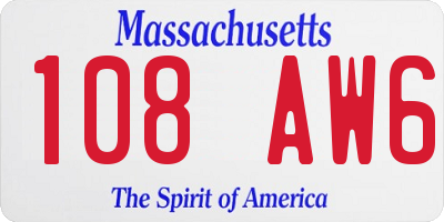 MA license plate 108AW6