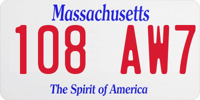 MA license plate 108AW7
