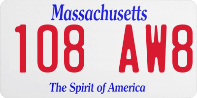 MA license plate 108AW8