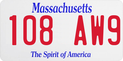 MA license plate 108AW9
