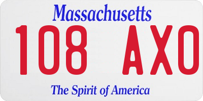 MA license plate 108AX0